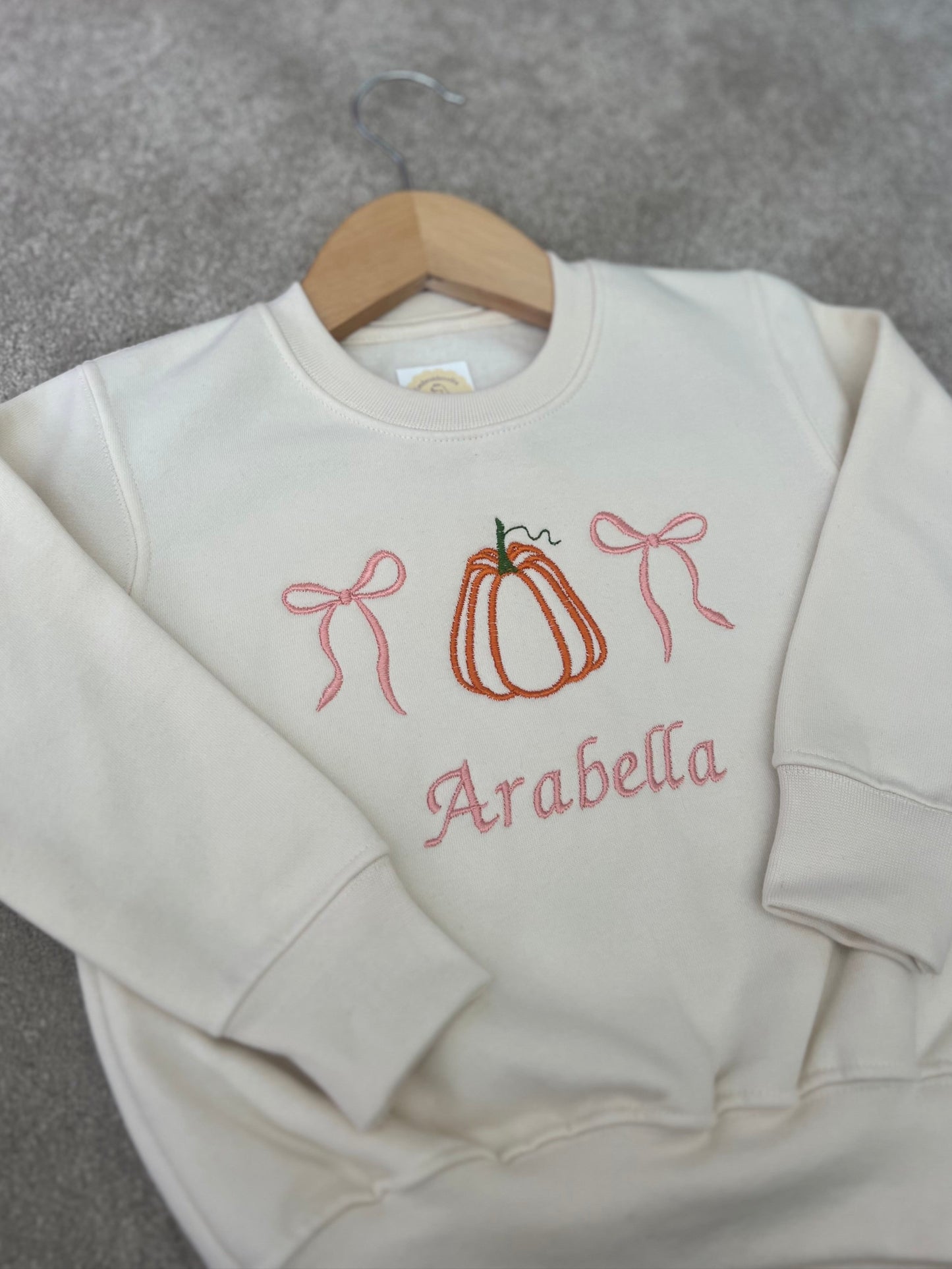 Pumpkin Bow Embroidered Sweatshirt