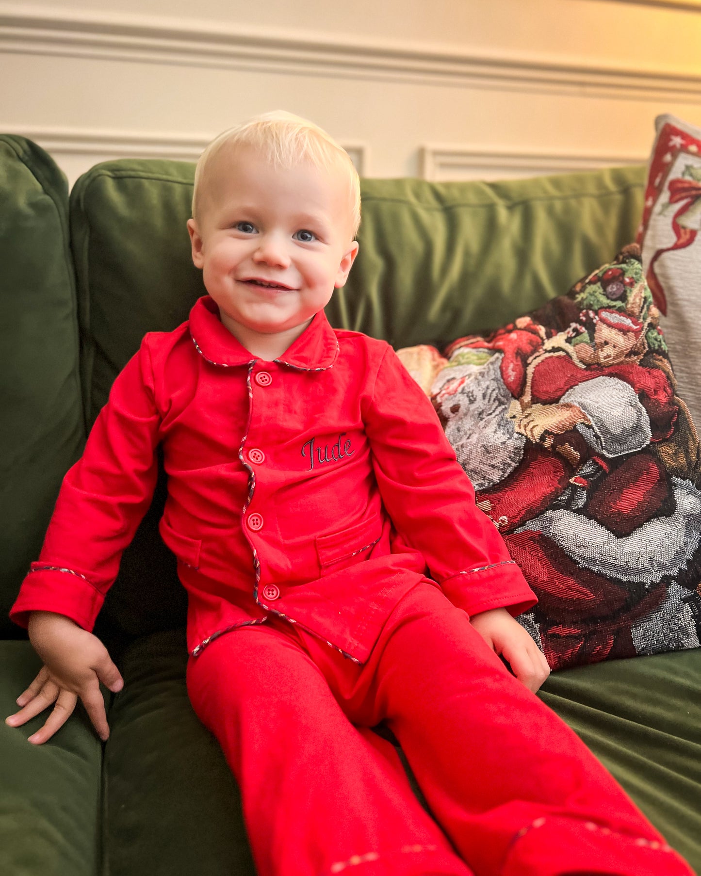 Red Tartan Trim Christmas Pyjamas