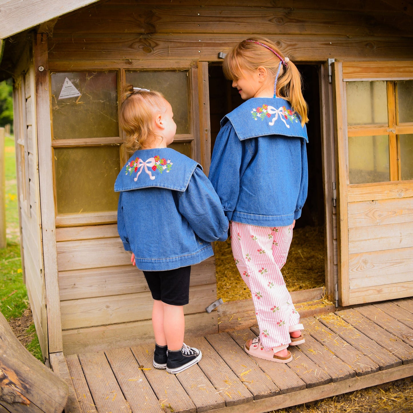 Personalised Strawberry Bow Denim Jacket