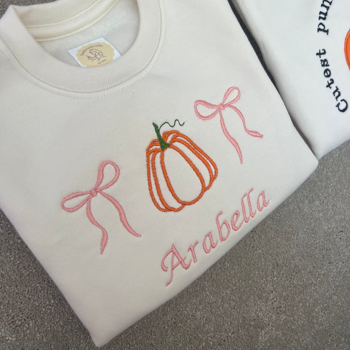 Pumpkin Bow Embroidered Sweatshirt
