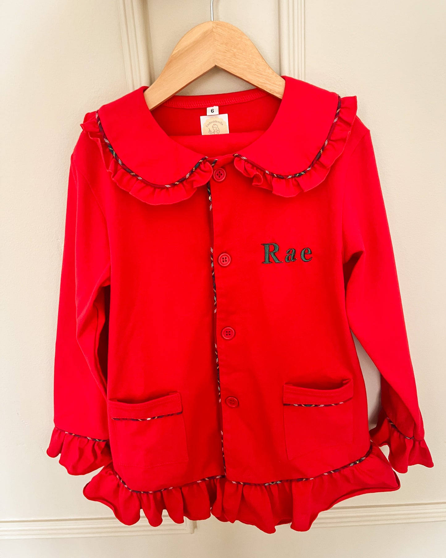 Red Tartan Trim Christmas Pyjamas