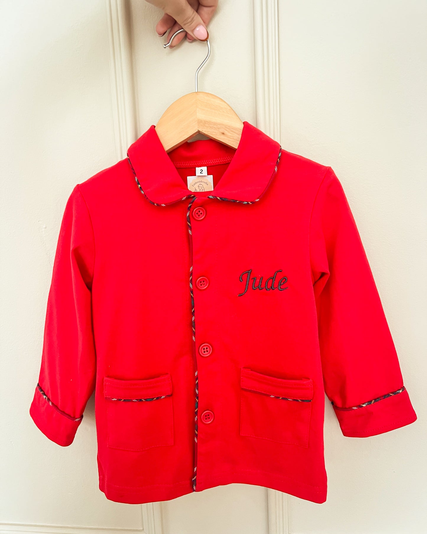 Red Tartan Trim Christmas Pyjamas