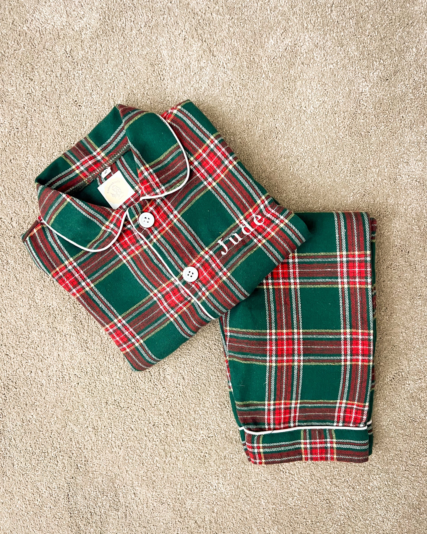 Tartan Green Personalised Christmas Pyjamas