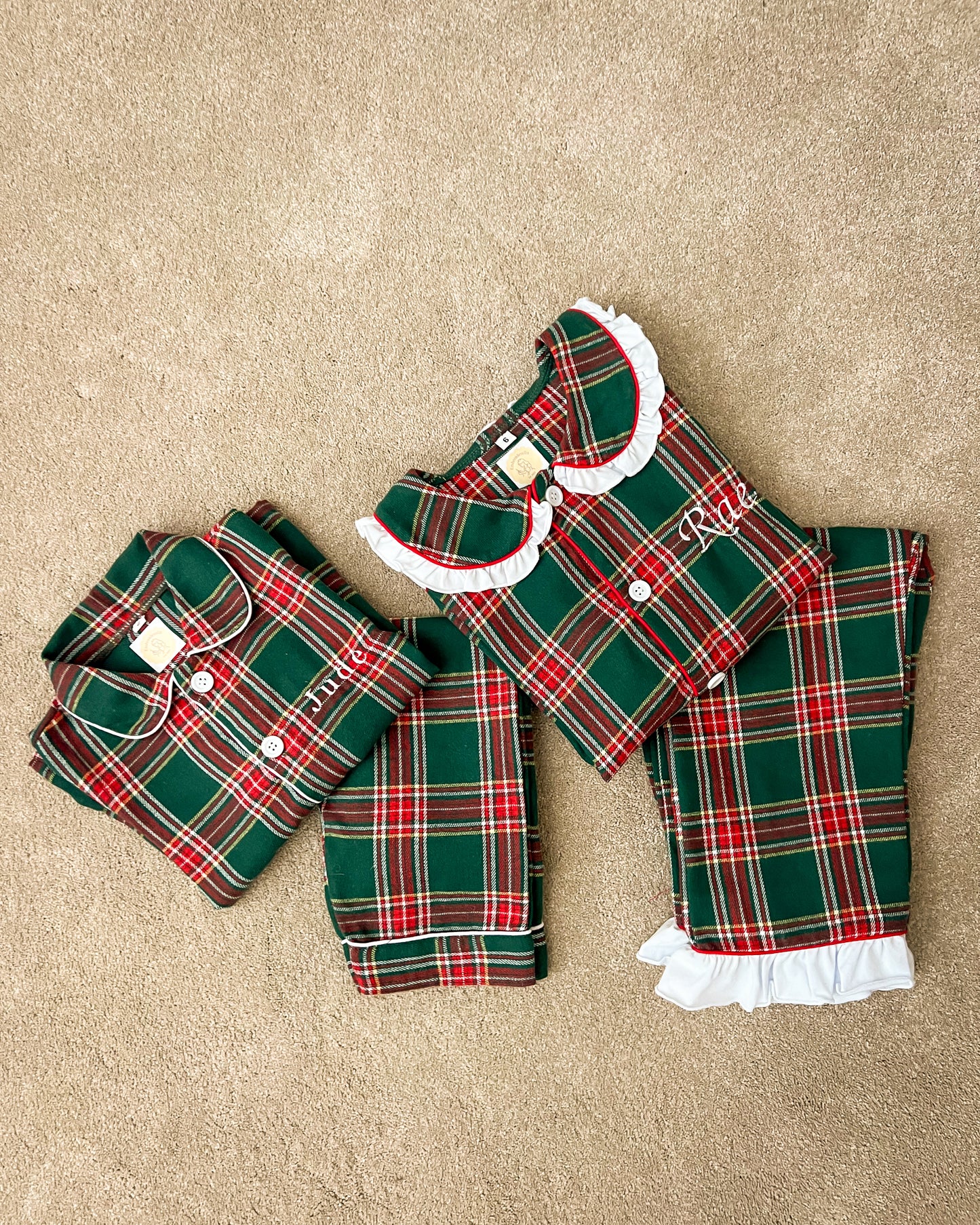 Tartan Green Personalised Christmas Pyjamas